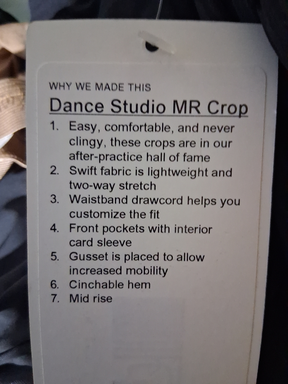 Lululemon Dance Studio Cropped Pant Womens Size 4 Black Beige Mid Rise. New - Picture 7 of 9